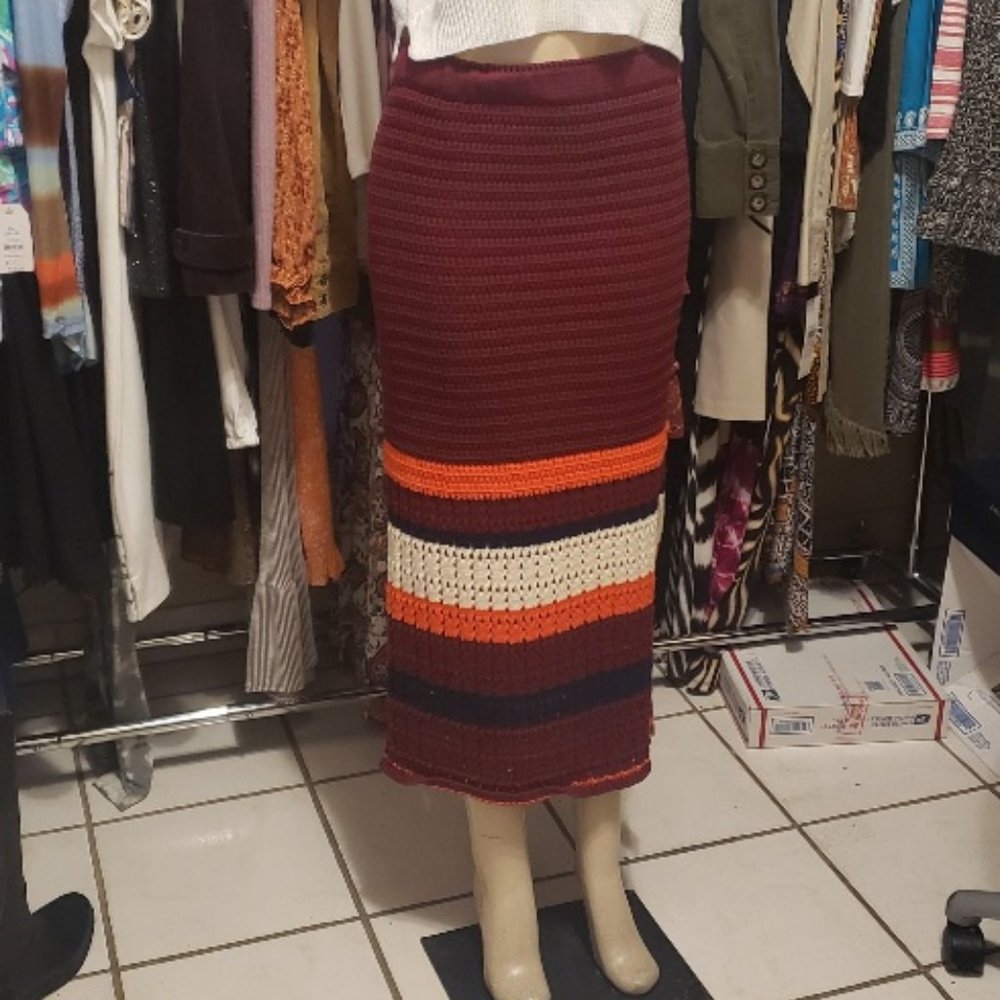 Free People "Far From Here" Crochet 100% Cotton Skirt L